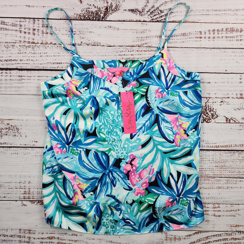 Lilly Pulitzer Margaery Cami Tank‎ Top Women M Hype It Up Maldives Green NWT